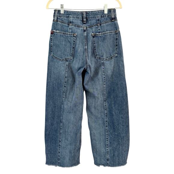 BDG High & Wide Panel Jeans Button Fly Raw Hem Blue Denim Size 27 - Picture 2 of 9